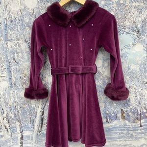 Stunning purple dress with faux fur accents